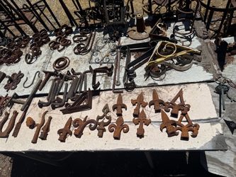 Vintage rod iron lamps and gates metal objects rare -