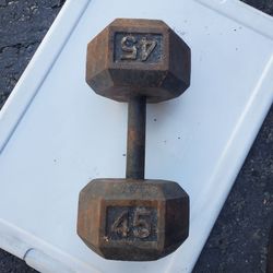 45 pounds single cast iron hex dumbell