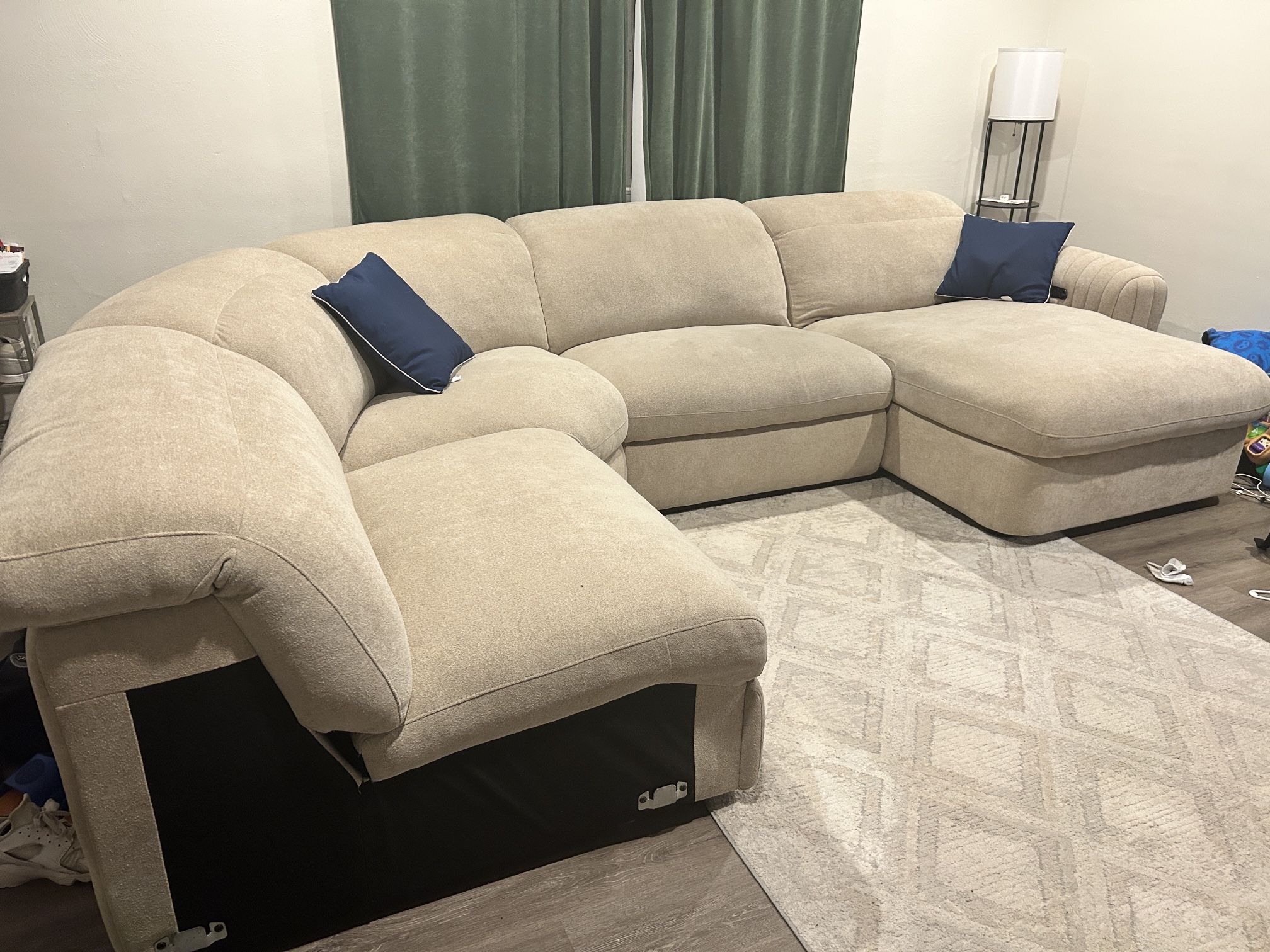 Dual-Power Reclining 5-Piece Sectional with Adjustable Base Chaise