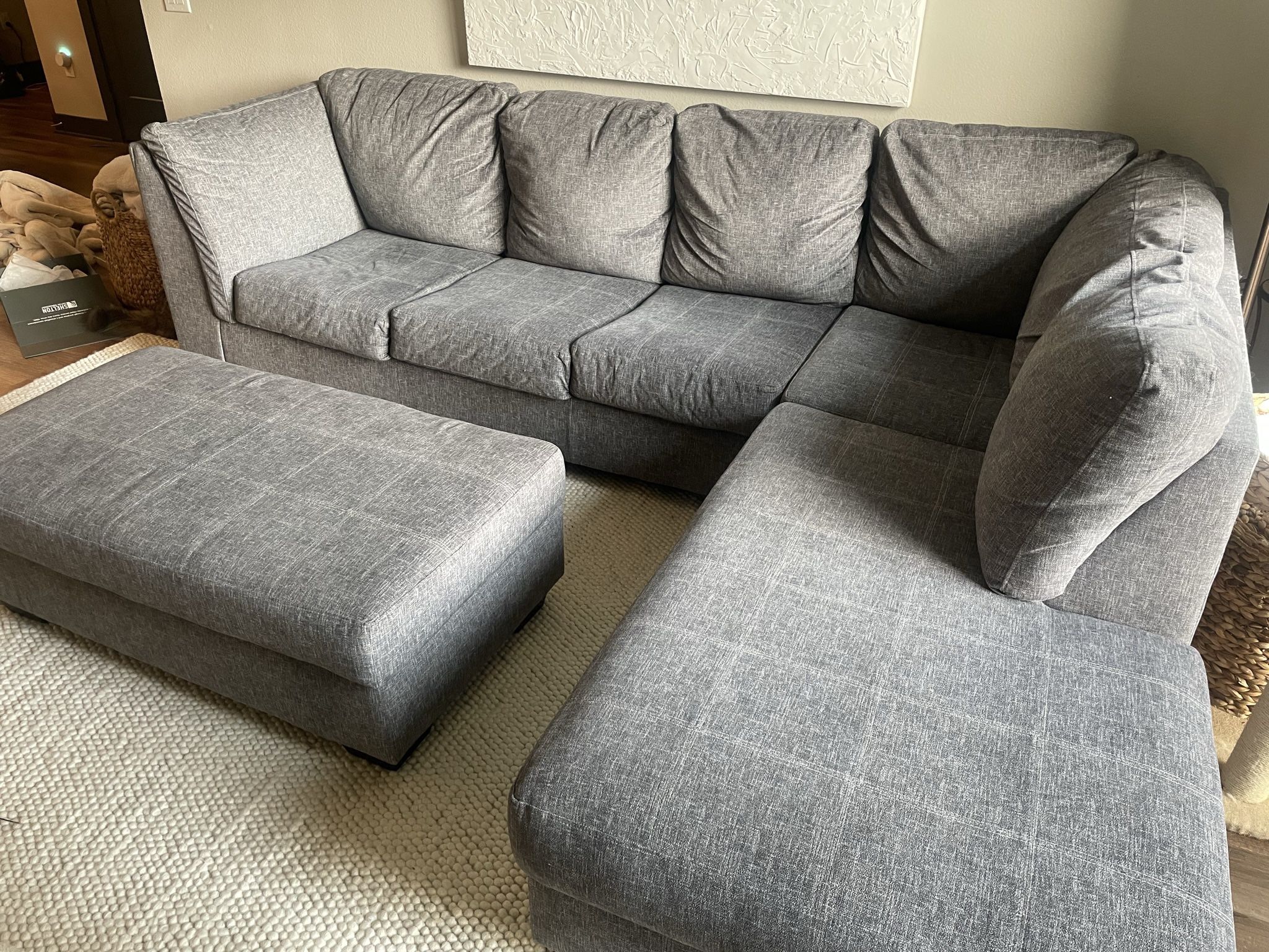 2 Piece Sectional Couch And Ottoman 