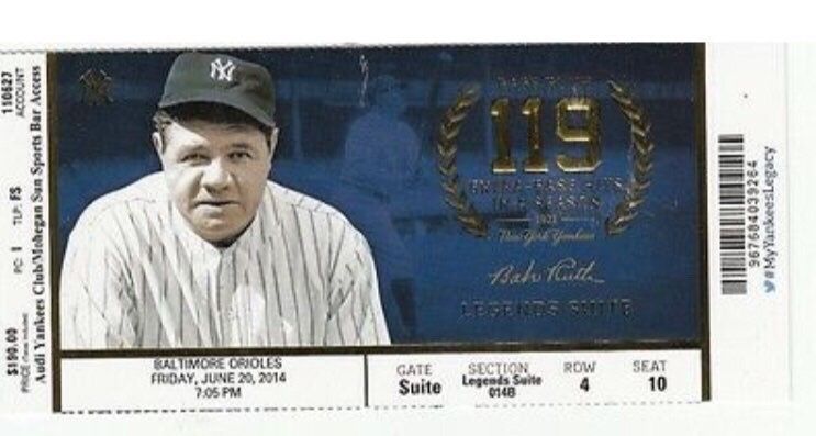 2014 Jeters last year ticket stub face value 190 and laminated south philly