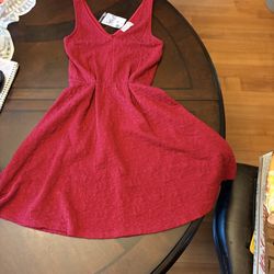 Deep Red Sleeveless “Skater” Dress