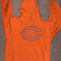 Vintage Chicago Bears Pullover Hooded Sweatshirt Size L Orange Embroidered