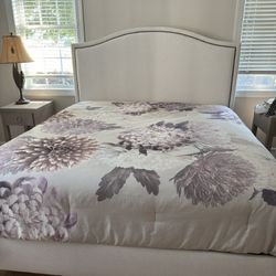 King Size Upholstered Headboard And Frame.  Perfect Condition