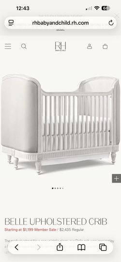 Restoration hardware Belle crib W/ Toddler Converter Bed