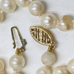Vintage 14.01k Solid Gold And Pearl Necklace 