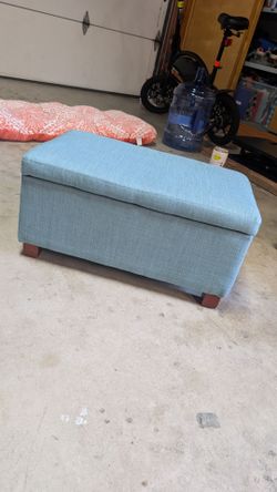 Blue Storage Ottoman Footstool