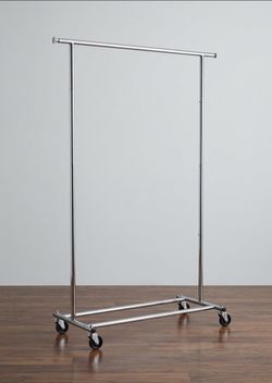 Chrome Rolling Clothes Rack on Wheels