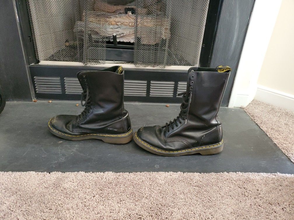 14 Eye Doc Marten Combat Boots Size 14 Used Black Work Dr