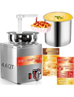 Nacho Cheese Dispenser 4.7Qt Nacho Cheese Warmer Commercial Hot Fudge Dispenser for for Cheese Caramel, with 2 Pumps and 8 Stickers