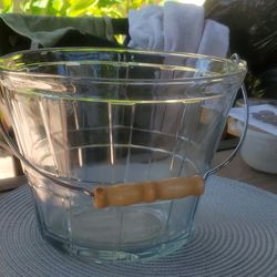 Clear Glass Ice Bucket with Metal Handle