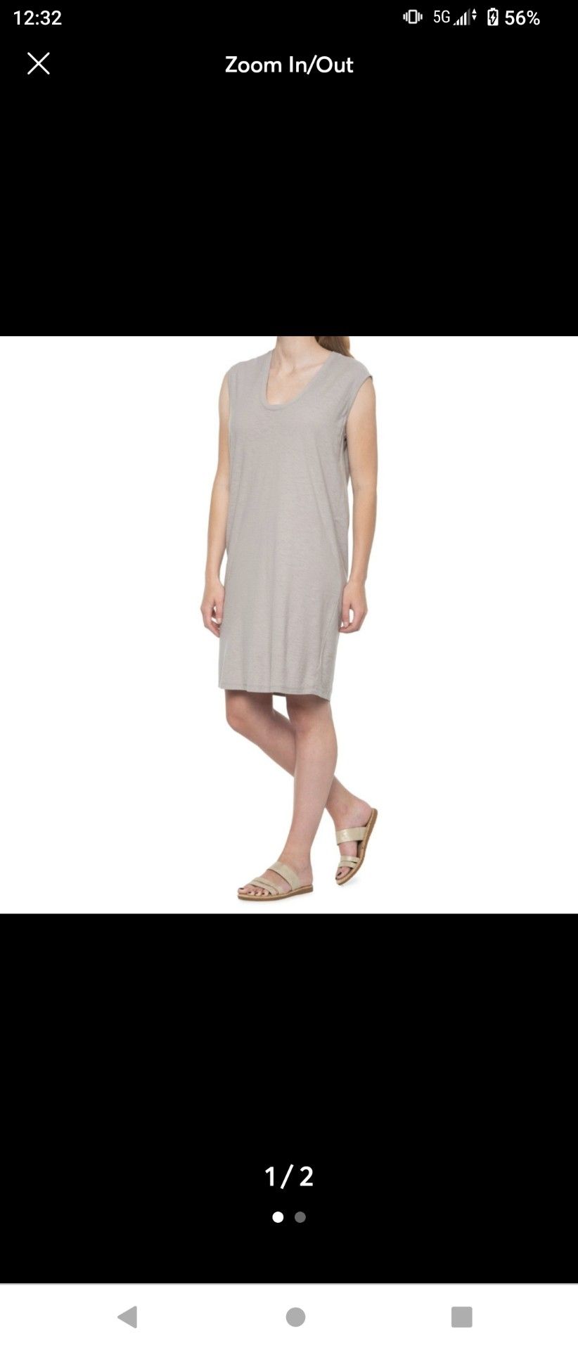 James Perse Shell Tank Dress - Sleeveless Taupe Grey Size S
