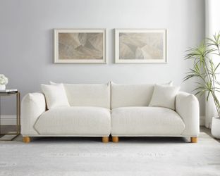 89.37'' 2-Seater Chic Boucle Sofa with Wooden Legs for Modern Home
