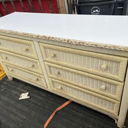 6 Drawer Wicker Dresser Lowboy