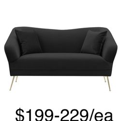 sofa or couch Iconic Home Ember Loveseat Black. NEW IN A BOX. free delivery and assembly