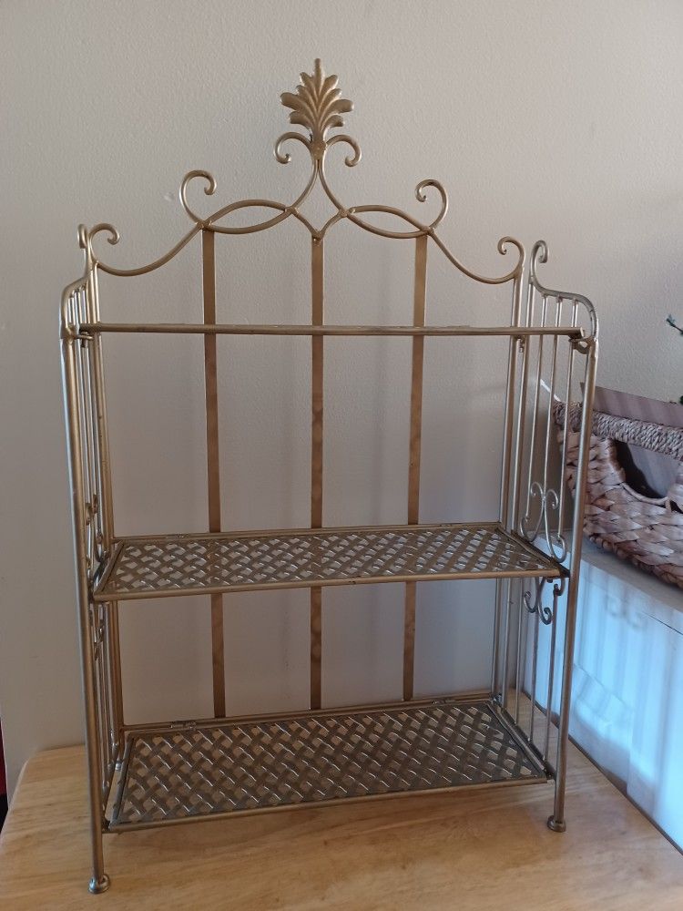 Vintage Italian Wroungt Iron Folding Shelf