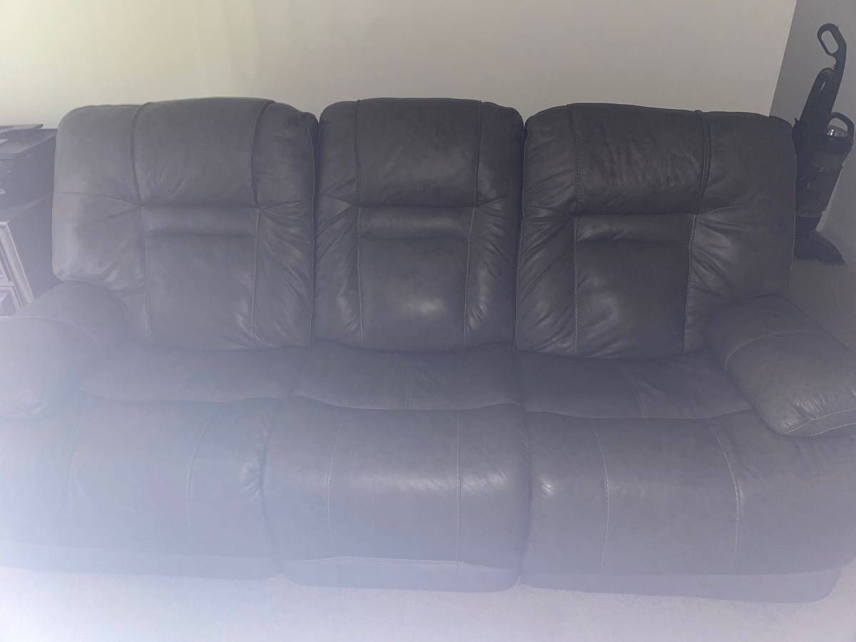 Recliner Leather Gray Sofa