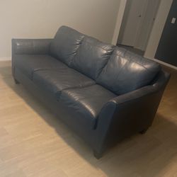 Blue Faux Leather Couch  - Must Go!