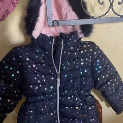 New Member's Mark Girl's Wind Resistant Removable Faux Fur Hooded Puffer Jacket