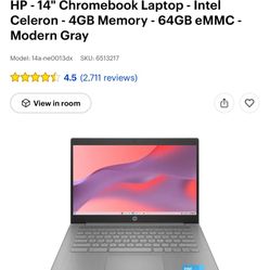 HP Chromebook Laptop, Gray, 64 GB Like New!