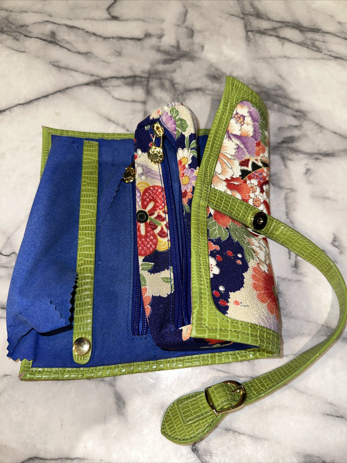 Cris Notti Luxury Jewelry Travel Roll Bag Kimono Suede Earrings Rings Organizer