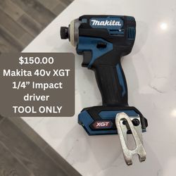 Makita 40v Impact Driver 1/4”  XGT TOOL ONLY