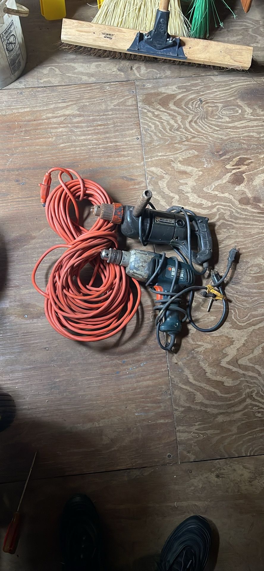 Two 1/2 corded drills and extension cord