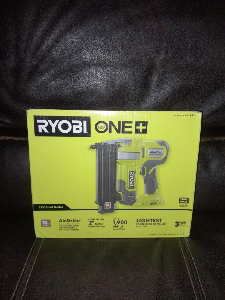 NEW Ryobi ONE+ 18V 18-Gauge Cordless AirStrike Brad Nailer (Tool Only)