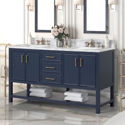 BATHROOM DOUBLE SINK BLUE BAÑO