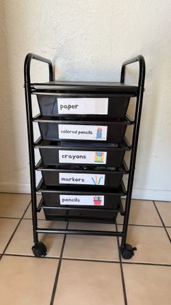 Black 5-Drawer Rolling Storage Cart