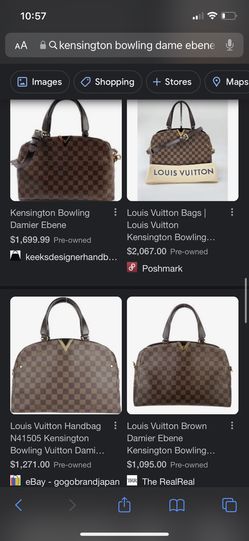 LOUIS VUITTON Kensington Bowling Damier Ebene Shoulder Handbag