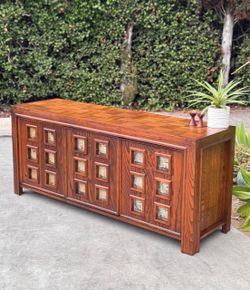 Postmodern Brutalist Wood Sideboard Credenza TV Stand Media Console