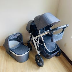 Uppababy Vista V2 Double Stroller With Bassinet 