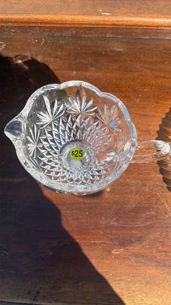 Cut Crystal Glass Creamer or Sugar Bowl