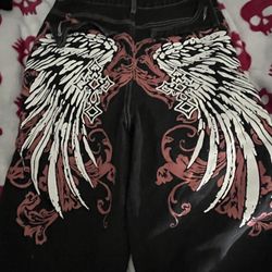 black jorts w/ wing design 