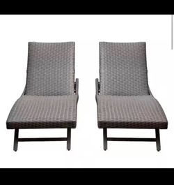 New in Box Domi 2 PCS Outdoor Chaise Lounge Set Aluminum Patio Padded Quick Dry Foam Wicker Lounge