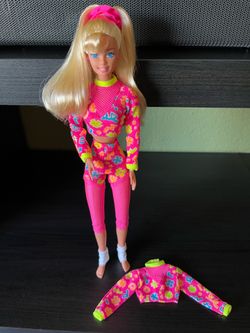 1996 Workin' Out Barbie Doll With Extra Cropped top, No Shoes