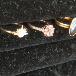 Set Of 3 Gold Plated Over Sterling Silver Rings
