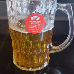Double Wall Beer Stein  Holds 22 Oz