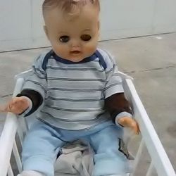 Vintage doll w/Crib  2 Other Dolls