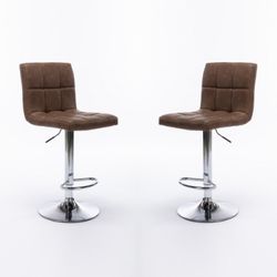  Modern PU Leather Adjustable Armless Kitchen Counter Bar Stools with Back, Counter Height Swivel Stool