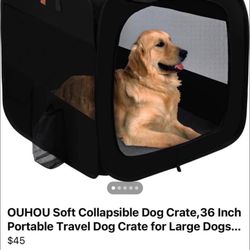 OUHOU Soft Collapsible Dog Crate,36 Inch Portable Travel Dog Crate for Large Dogs...