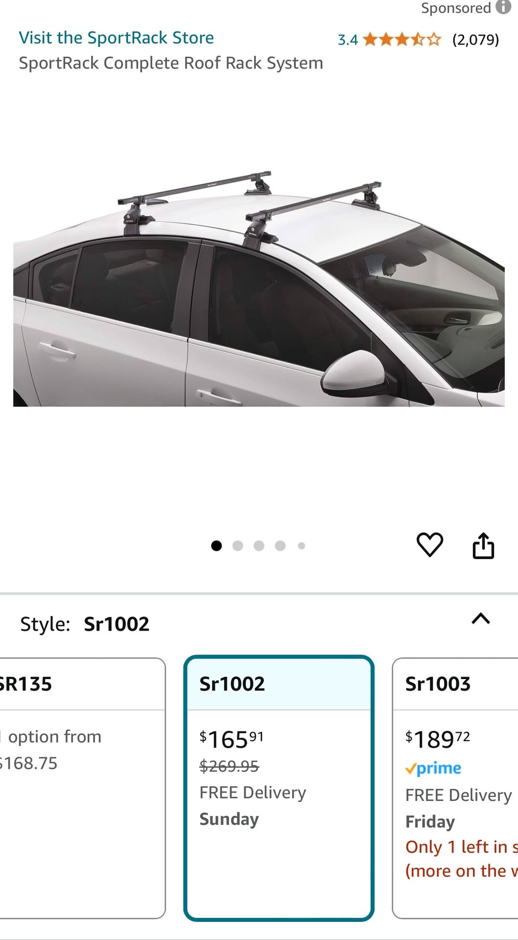 SportRack Model SR 1002 Complete Roof Rack System