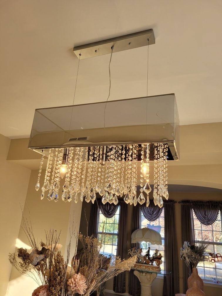 Crystal and chrome chandelier