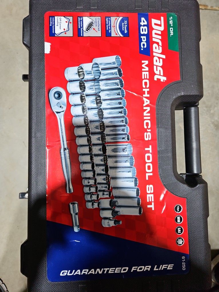New Durlast 48 PC. Socket Set 1/2 Drive
