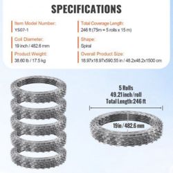 Razor Wires, 246 ft Razor Barbed Wire, 5 Rolls Razor Wire Fencing Razor Fence, Razor Ribbon Barbed Wire Galvanized Razor Wire Fence, Rolls Razor for G