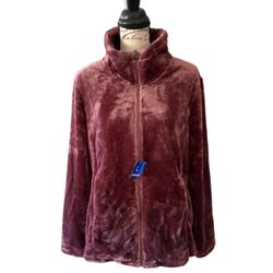 32 Degrees Heat Soft Faux Fur Purple Zip Front Jacket Large