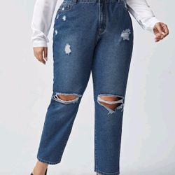 High Waist Ripped Mom Jeans