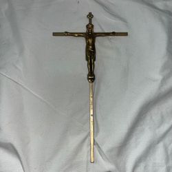 Vintage Solid Brass 10" Crucifix Jesus Christ on the Cross Wall Christian Decor