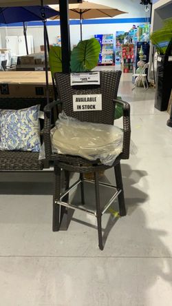 Rattan Turning Bar Chair with Cushion and Rain Cover $150